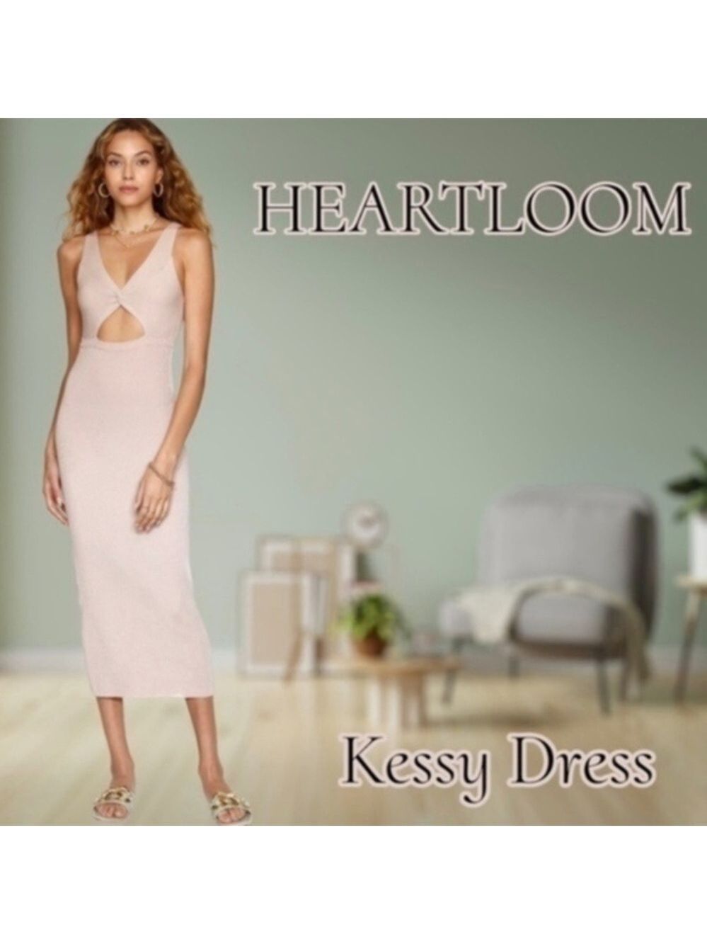 HEARTLOOM Kessy Twist Front Bodycon Dress in Sand